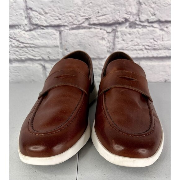 WOLF & SHEPHERD Men's Brown Leather Slip On Crossover Loafer US 9.5M - Picture 4 of 9